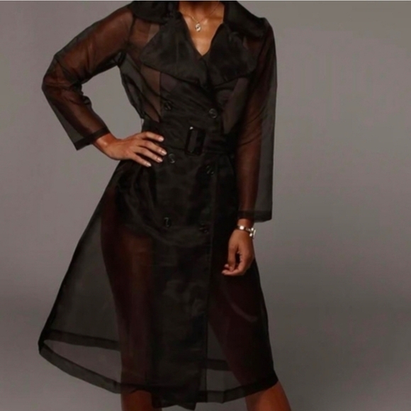 JLUXLABEL Jackets & Blazers - JLUXLABEL | Black Cornwell Sheer Coat Organza Jacket Size M